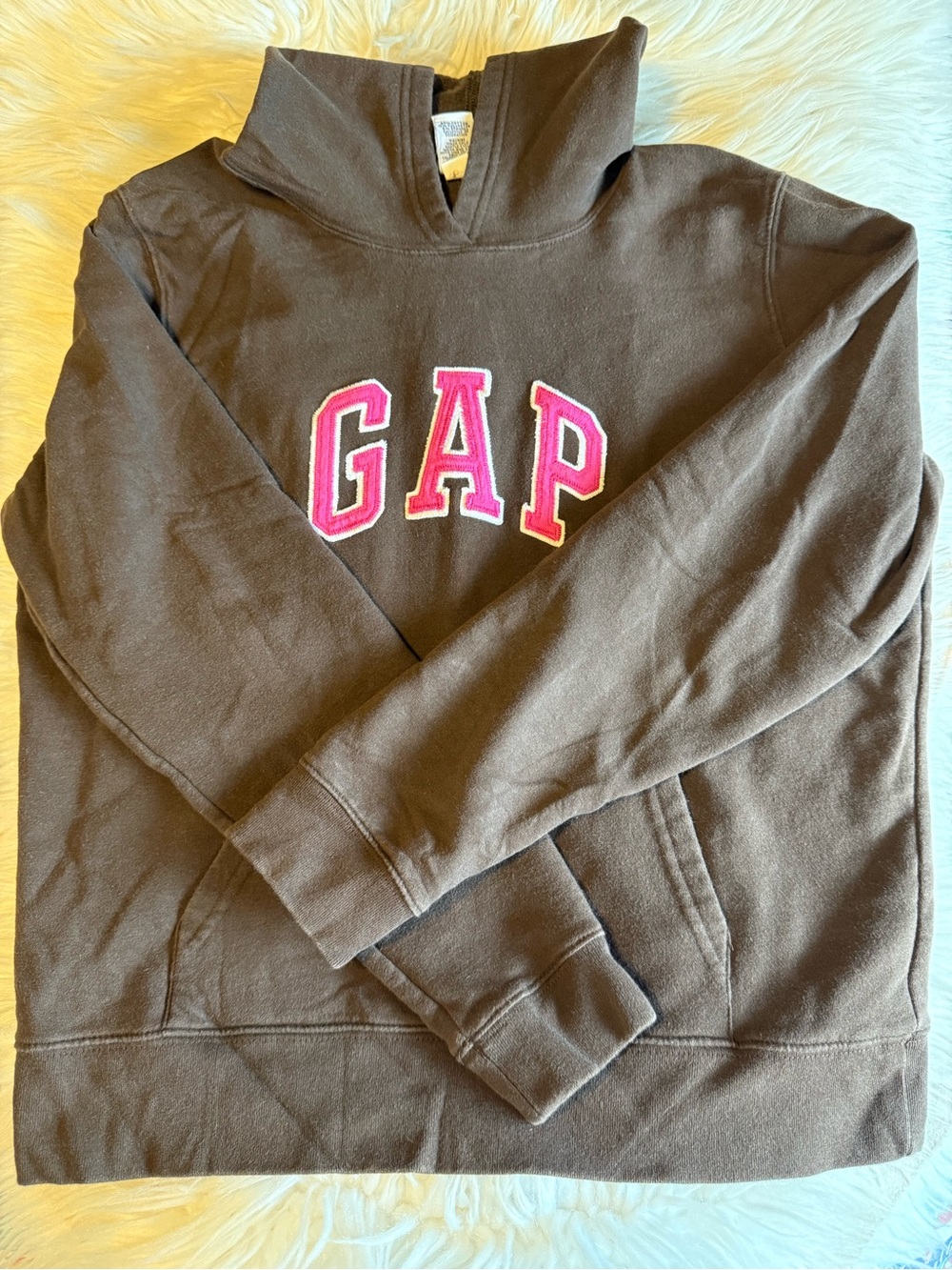 Y2K GAP Brown Hoodie with Pink Logo